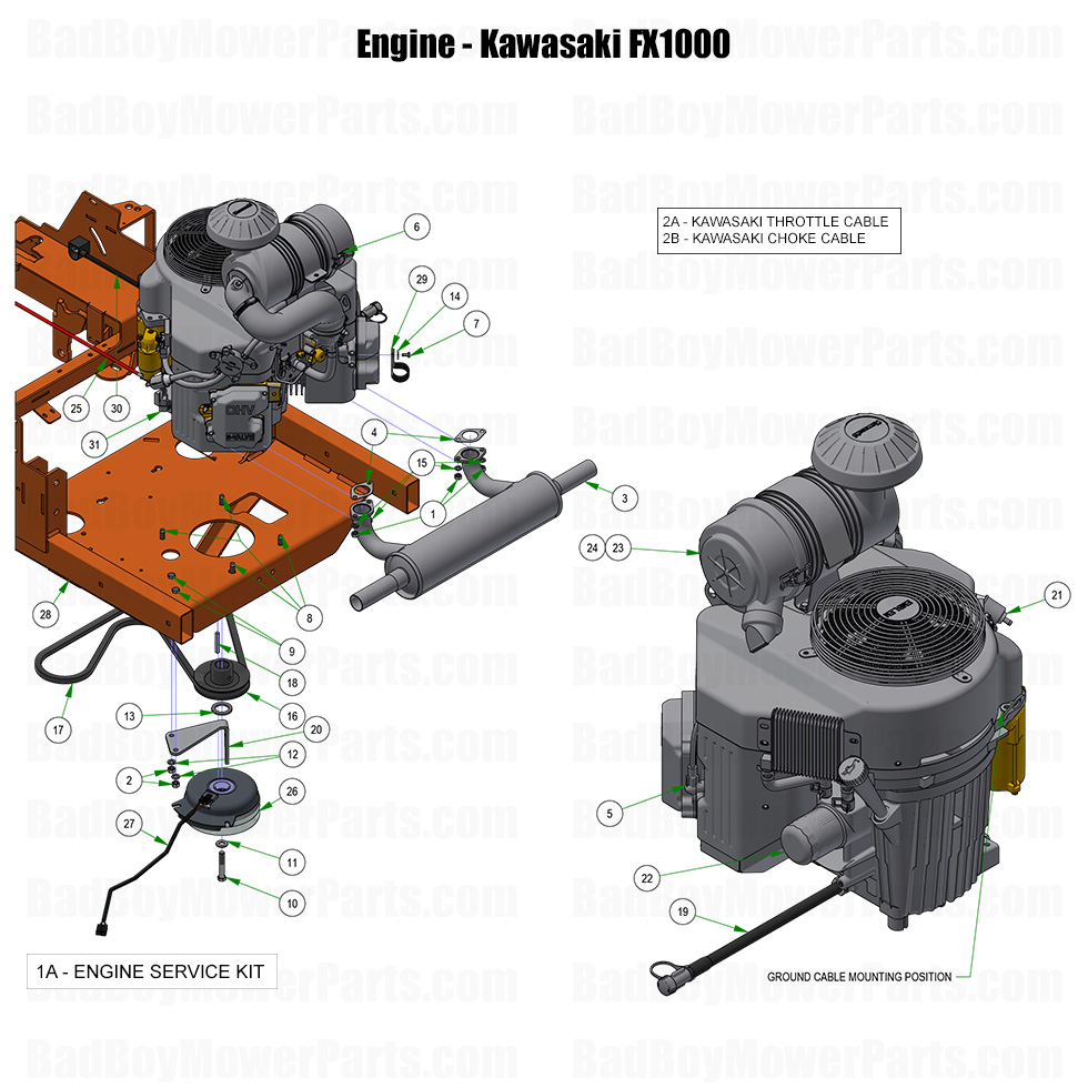 3953 - Bad Boy Mower Parts Lookup > 2025 > Rogue > Engine - Kawasaki FX1000
